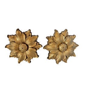 Vintage 1974 Set Of 2 MCM Floral Wall Plaque Burwood Product 585-2